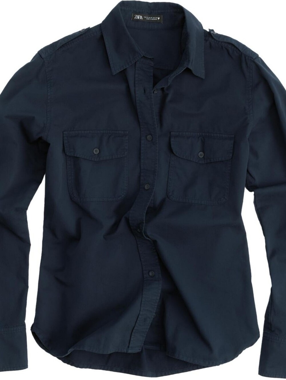 Zara Navy Long-Sleeve Utility Shirt